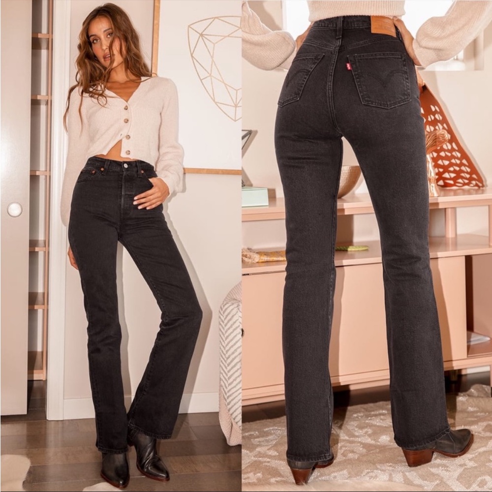 Levi’s Ribcage Bootcut Black Denim High Rise Jeans
